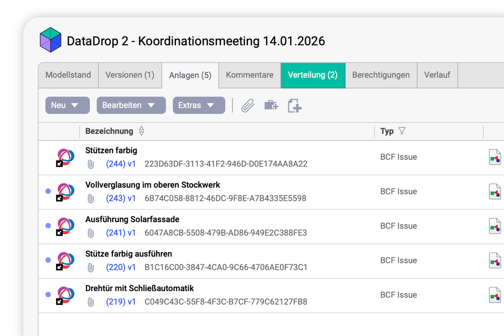 Stärken des AWARO BIM Issue Tracking Modellkontext bleibt über die Bearbeitung erhalten