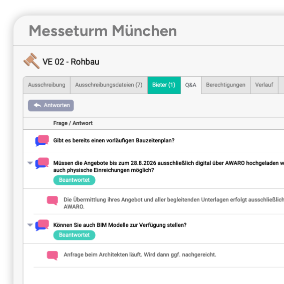 Stärken der AWARO Ausschreibung integriert in AWARO CDE
